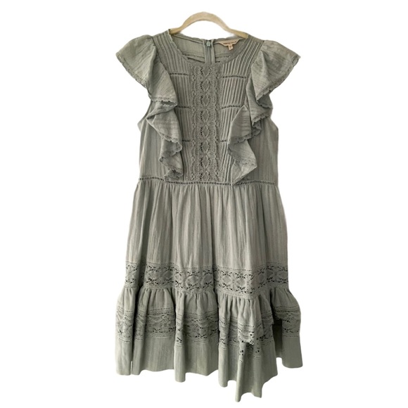 Rebecca Taylor Ruffle Mini Dress in Sea Spray New - Picture 5 of 9